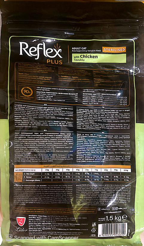 رفلکس پلاس بالغ عقیم Sterilized طعم مرغ 🍖🐓 1.5 و ۱۵ کیلویی و فله ای