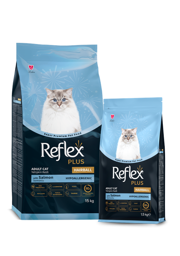رفلکس پلاس بالغ مخصوص گوله مویی 🧶 Hairball Adultطعم سالمون 🍣🐟 1.5 و ۱۵ کیلویی و فله ای