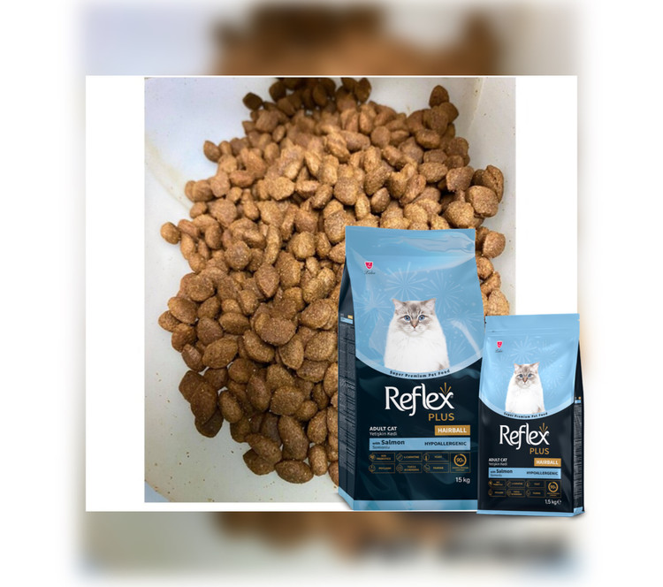 رفلکس پلاس بالغ مخصوص گوله مویی 🧶 Hairball Adultطعم سالمون 🍣🐟 1.5 و ۱۵ کیلویی و فله ای