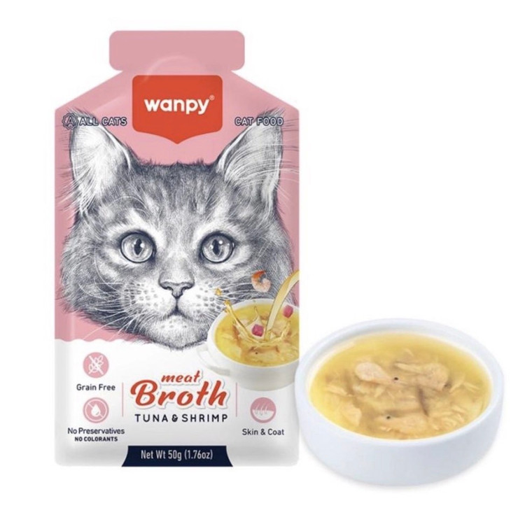 🍲سوپ گربه 🐈ونپی با طعم تن و میگو 🐟🦐وزن 50 گرم