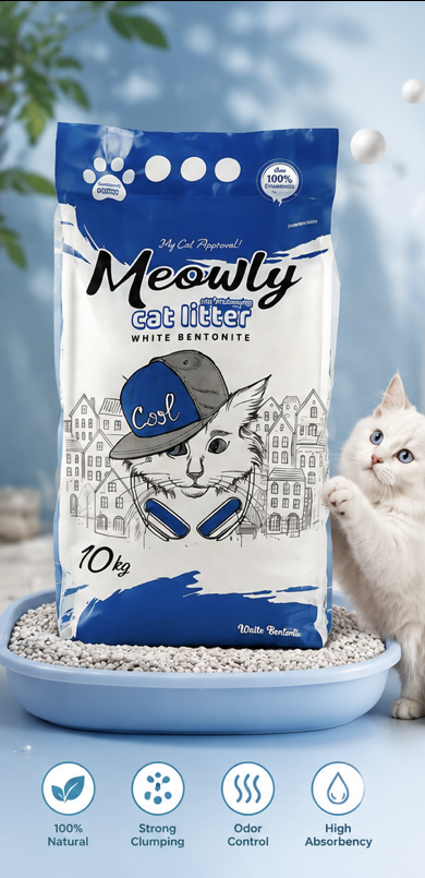 خاک گربه میولی ساده Meowly مدل گرانول دانه ریز وزن 10 کیلوگرم صادراتی