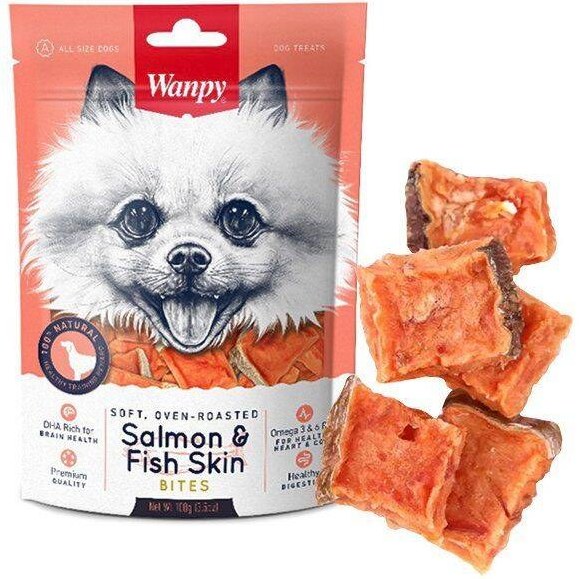 تشویقی سگ ونپی مدل Salmon Fish Skin Bites وزن 100 گرم